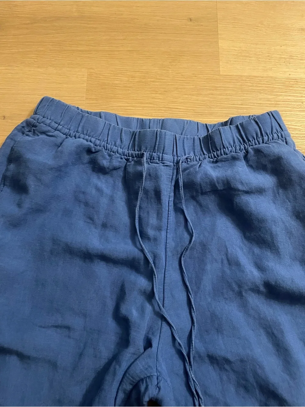 Women’s blue linen Relaxed Drawstring Pants